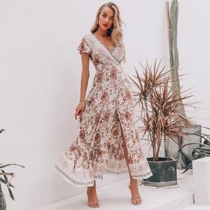 NEW Floral Long Wrap BOHO Summer Maxi Dress
